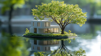 Obraz premium Modern home on a tranquil island