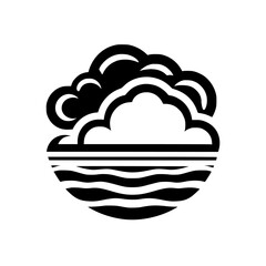 Black and White Cloudscape Logo, Minimalist Design