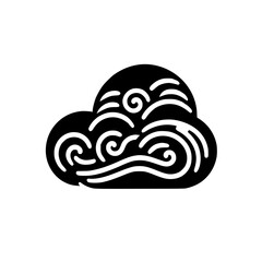Abstract Cloud Icon, Swirls & Waves, Black & White Minimal Design