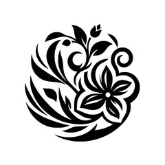 Black & White Floral Ornament: Elegant Vector Design