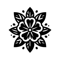 Black & White Floral Mandala: Vector Illustration on White Background
