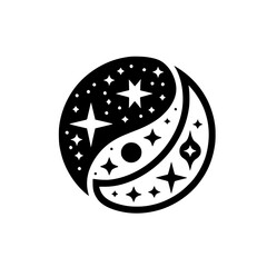 Yin Yang Cosmic Harmony: Stars & Balance Illustration