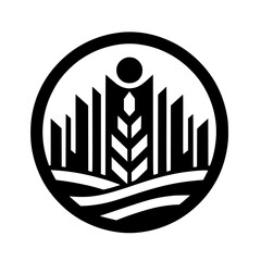 Modern Grain Harvest Logo in a Circle, Minimalist Emblem