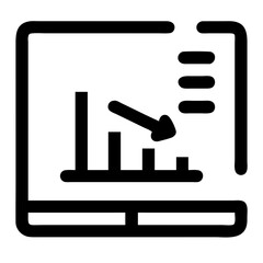 Downward Trend Graph Icon - Data Analysis, Business Decline, and Market Performance