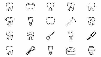 dental icons editable stroke pictogram elements se.eps