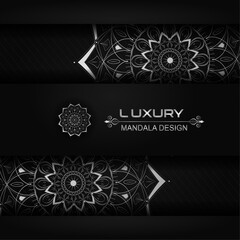 Mandala 2 layer luxury floral template with ornament and light effect | Creative mandala design for greeting, decoration, cover, card, flyer, Islamic, festival, banner, poster with silver color