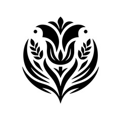 Elegant Black Floral Design on White Background - Vector Illustration