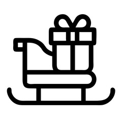 Simple Christmas Sleigh with Gift - Sleigh and Present Design in Minimalist Style