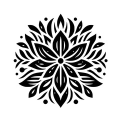 Minimalist Black & White Floral Mandala Design