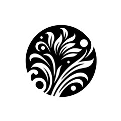 Monochromatic Floral Design in Circle, Elegant and Decorative