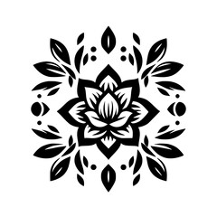 Elegant Black & White Lotus Mandala Design, Vector Illustration