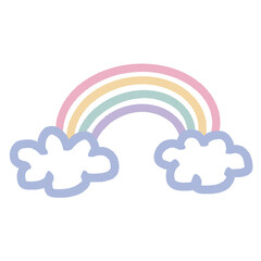 ドット柄の手描きレインボーと雲 Adobe Illustrator Artwork