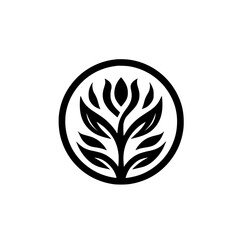 Minimalist Tree Logo: Black & White Botanical Design in a Circle
