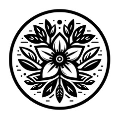 Elegant Floral Mandala in Black and White: Decorative Vector Design