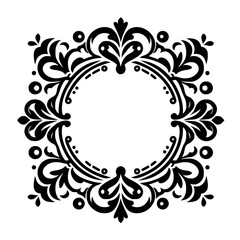Elegant Black and White Ornamental Circle Frame