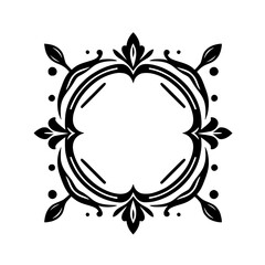 Ornamental Black and White Floral Frame Design Element