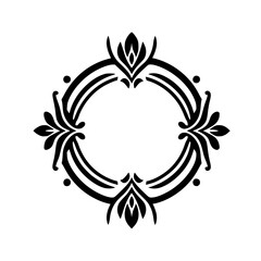 Elegant Black Floral Frame Vector, Circle Ornament Design
