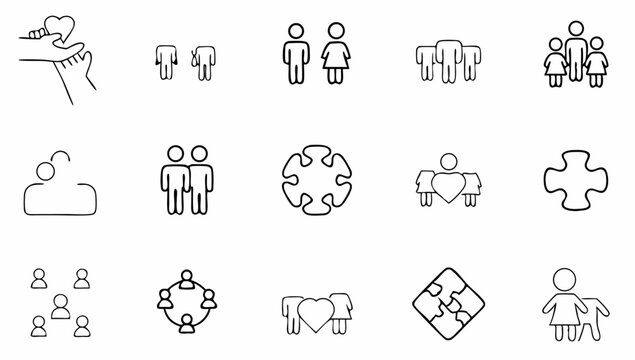 diversity line icon pictogram set 3  variety  equa.eps