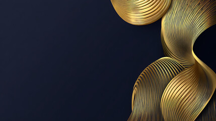 A gold colored ribbon with a black background