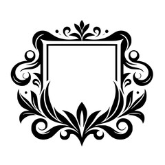 Elegant Black & White Floral Frame Design - Decorative Elements, Border, Ornament
