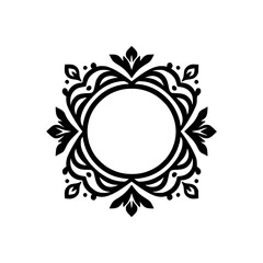 Elegant Black & White Floral Ornament Design for Logo/Frame