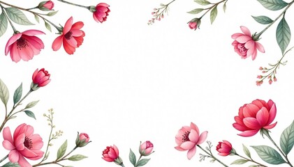 Delicate watercolor floral pattern on white background, blossom, chic