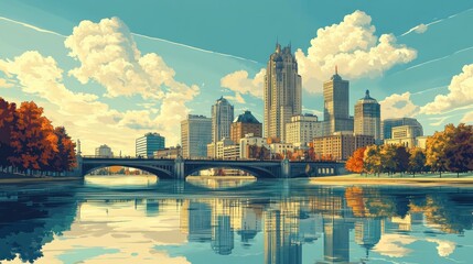 Fototapeta premium Cityscape Reflection