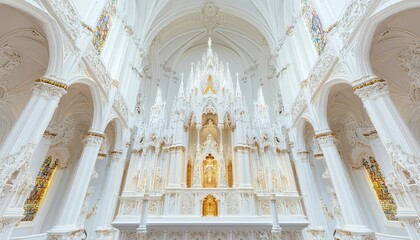 Ornate white church altar