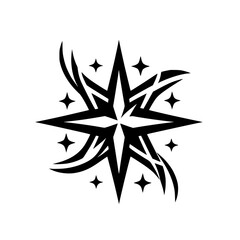 Black & White Starburst Logo Design, Tribal, Celestial, Minimalist