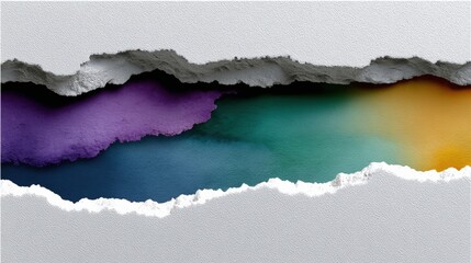 Torn Paper with Colorful Paint Splash in Background for Creative Design Projects