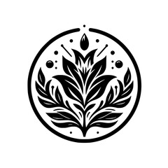 Elegant Floral Mandala Design in Black and White, Vector Illustration