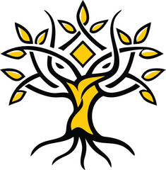 Ancient Sacred Trees and Famous Trees Icons for Stock Photos