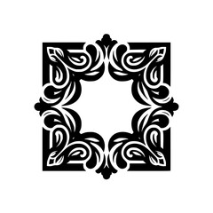 Elegant Black and White Ornamental Frame Design, Vector Illustration.