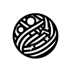 Abstract Black & White Orb with Starry Lines, Vector Graphic