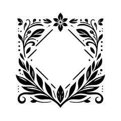 Elegant Floral Frame: Black and White Vector Design
