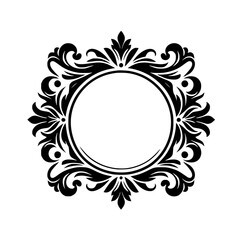 Elegant Black & White Ornamental Frame, Vector Illustration