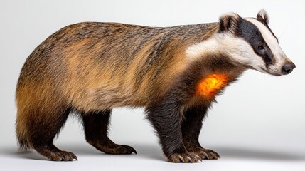 Obraz premium Badger with Glowing Effect on Chest in Artistic Studio Setting for Wildlife and Nature Projects