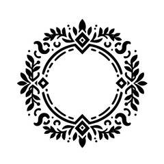 Elegant Black & White Floral Wreath Vector - Wedding, Invitation, Decor