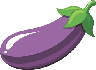 Fototapeta premium A vibrant, detailed vector art illustration of a fresh eggplant, showcasing its rich purple color and natural, organic texture beautifully.