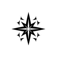 Minimalist Black Starburst Design on White Background