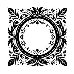 Elegant Black & White Floral Frame Design for Invitation or Decoration