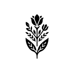 Minimalist Floral Design: Black and White Tulip Illustration