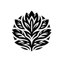Elegant Black and White Floral Emblem on White Background