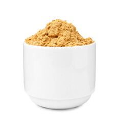 Superfood. Turmeric powder in bowl isolated on white
