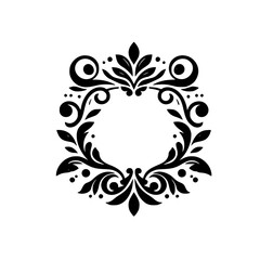 Elegant Black Floral Wreath on White Background