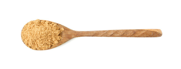 Superfood. Turmeric powder isolated on white, top view