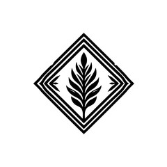 Minimalist Black & White Plant Emblem: Geometric, Nature-Inspired Design