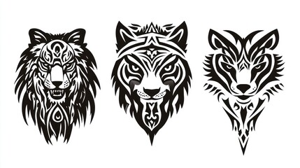 Obraz premium Tribal wolf tattoo designs; white background