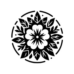 Minimalist Black & White Floral Mandala Design