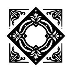 Obraz premium Elegant Black and White Floral Ornament Design